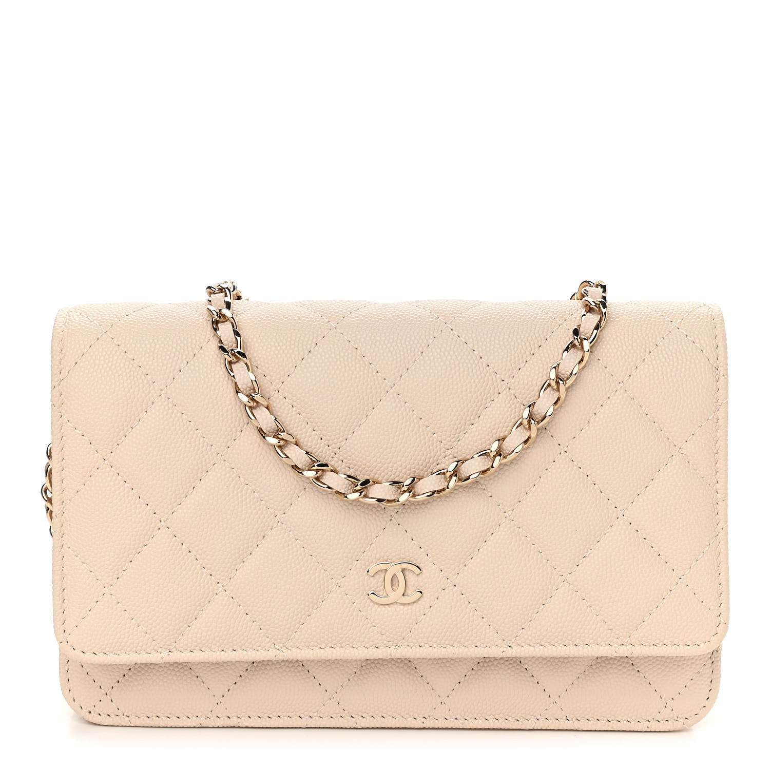 Chanel Caviar Quilted Wallet On Chain WOC Light Beige 1 of 11