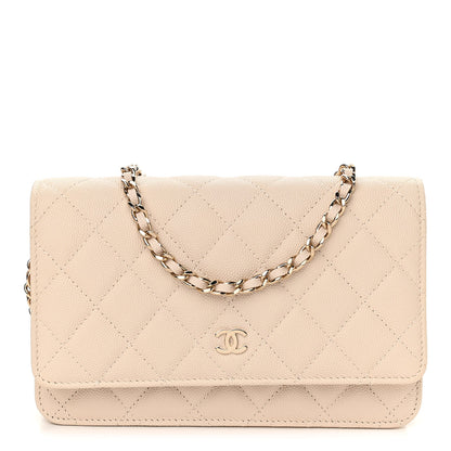 Chanel Caviar Quilted Wallet On Chain WOC Light Beige 1 of 11