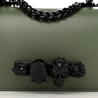 Alexander McQueen Calfskin Mini Jeweled Knuckle Satchel Khaki Green 7 of 11
