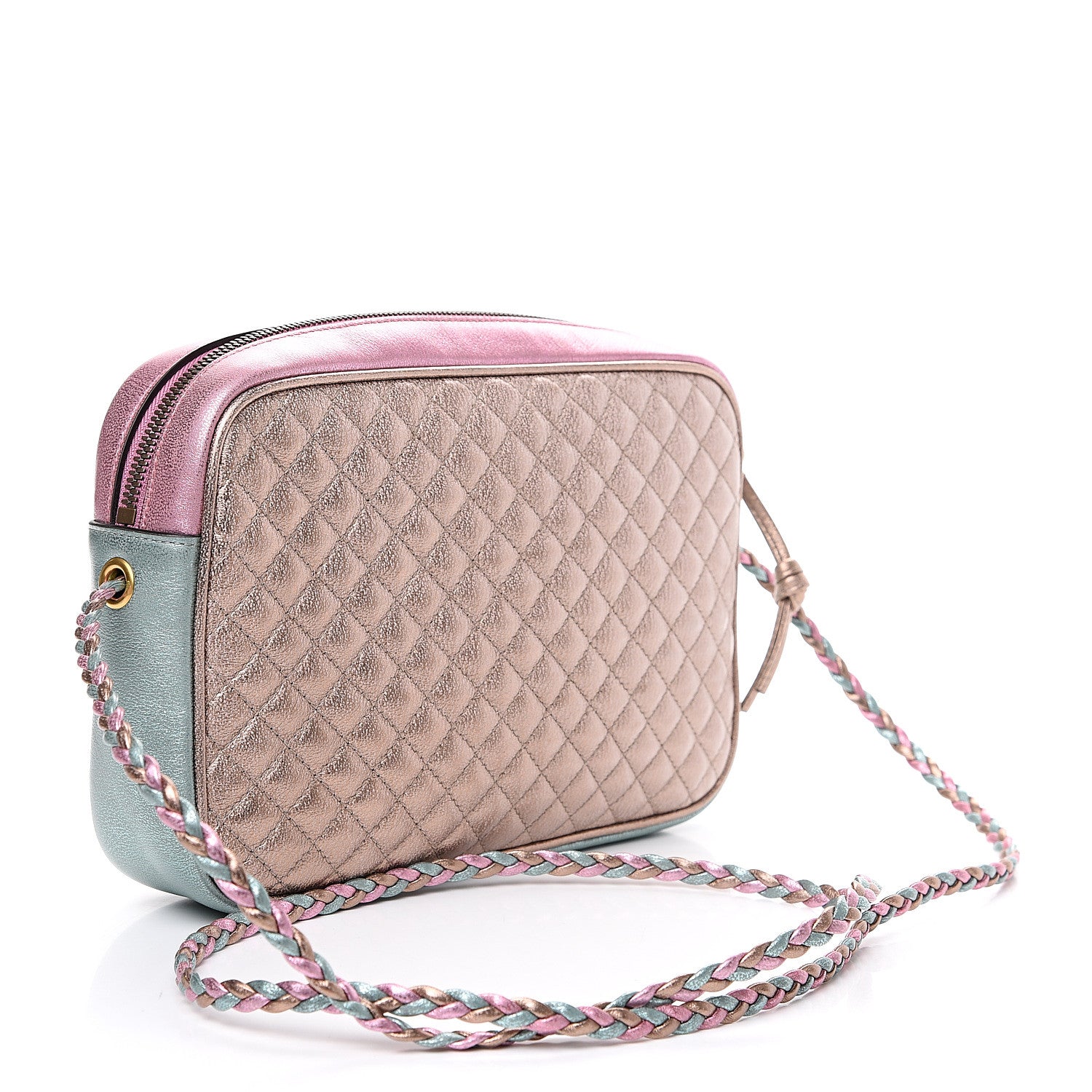Gucci Laminated Nappa Trapuntata Small Zumi Shoulder Bag Rosa Lago Rame 2 of 9