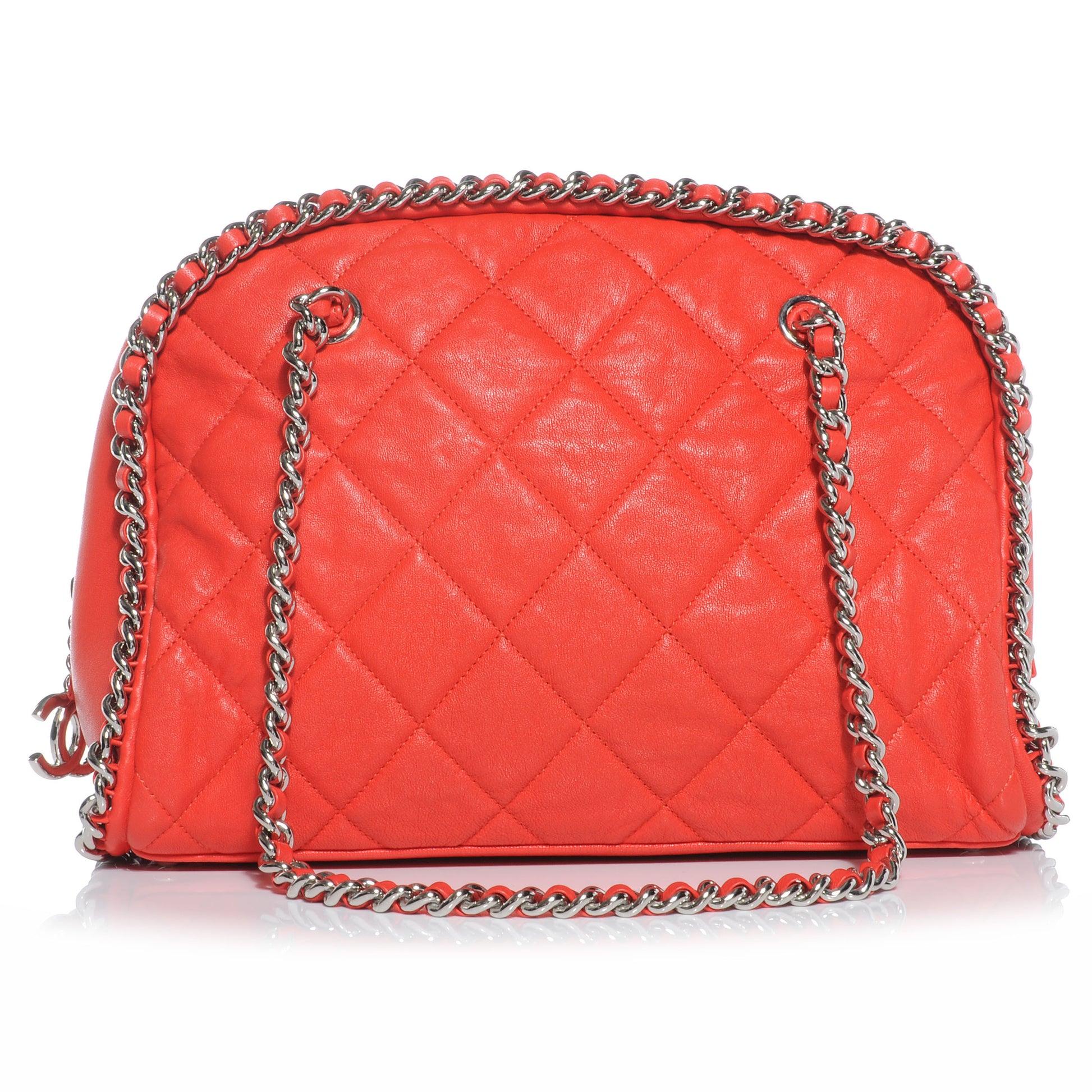 Chanel Washed Lambskin Chain Around Bowler Red 1 of 7