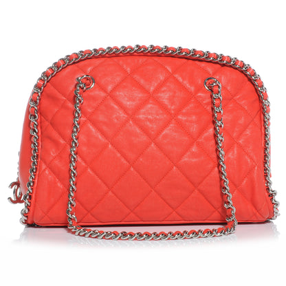 Chanel Washed Lambskin Chain Around Bowler Red 1 of 7
