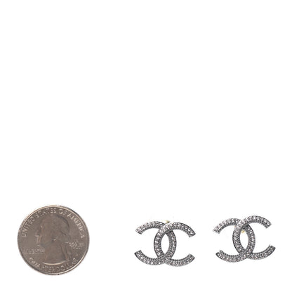 Chanel Crystal CC Earrings Silver 2 of 4