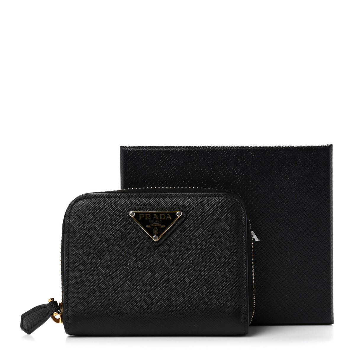 Prada Vitello Move Triangle Logo Zip Coin Purse Black 7 of 7