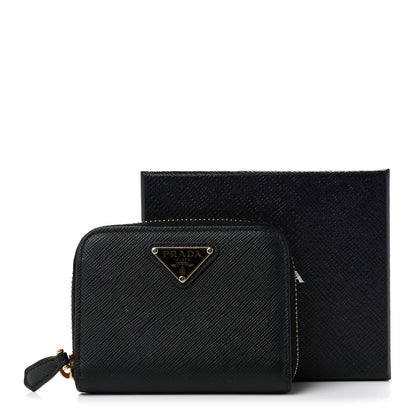 Prada Vitello Move Triangle Logo Zip Coin Purse Black 7 of 7