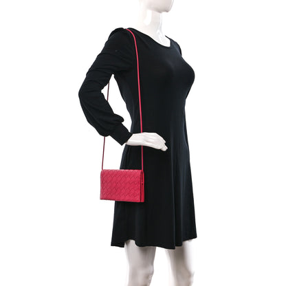 Bottega Veneta Nappa Intrecciato Wallet On Strap Cranberry 2 of 8