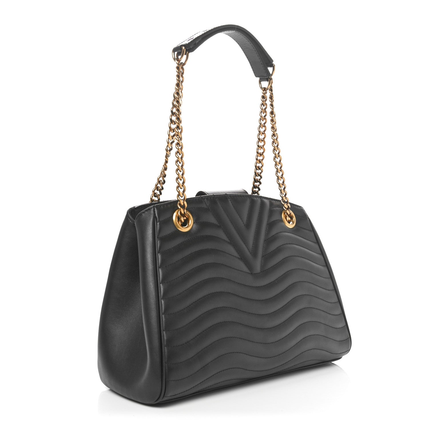 Louis Vuitton Calfskin New Wave Chain Tote Black 3 of 12