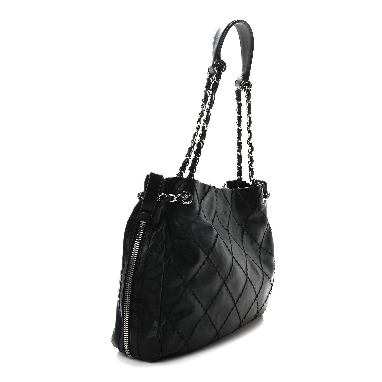 Chanel Lambskin Stitched Expandable Tote Black 3 of 10