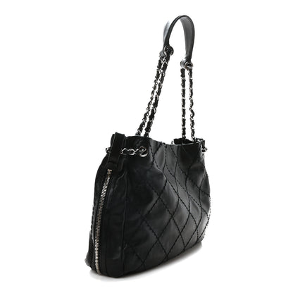 Chanel Lambskin Stitched Expandable Tote Black 3 of 10