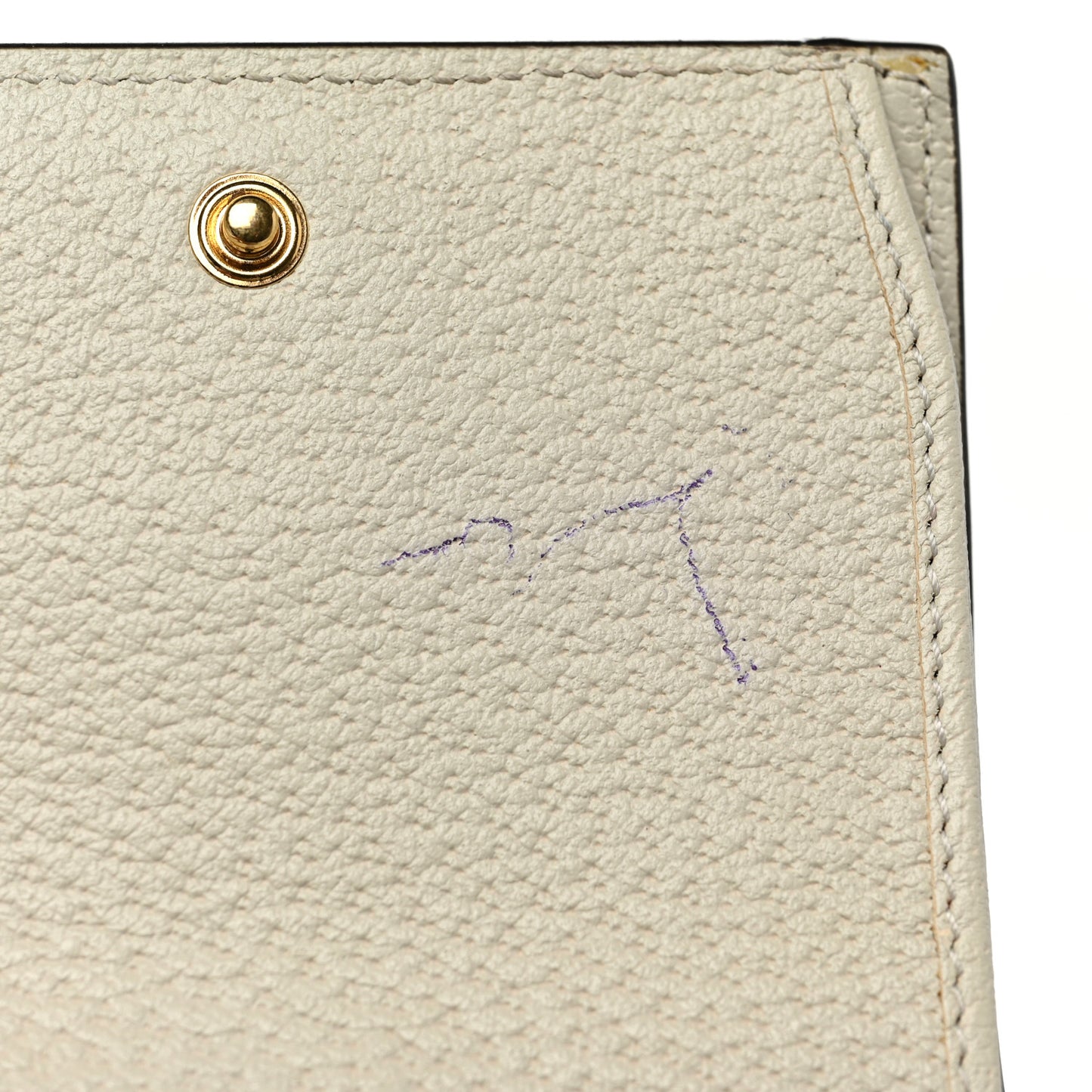 Textured Dollar Calfskin Web Ophidia Card Case Wallet Mystic White