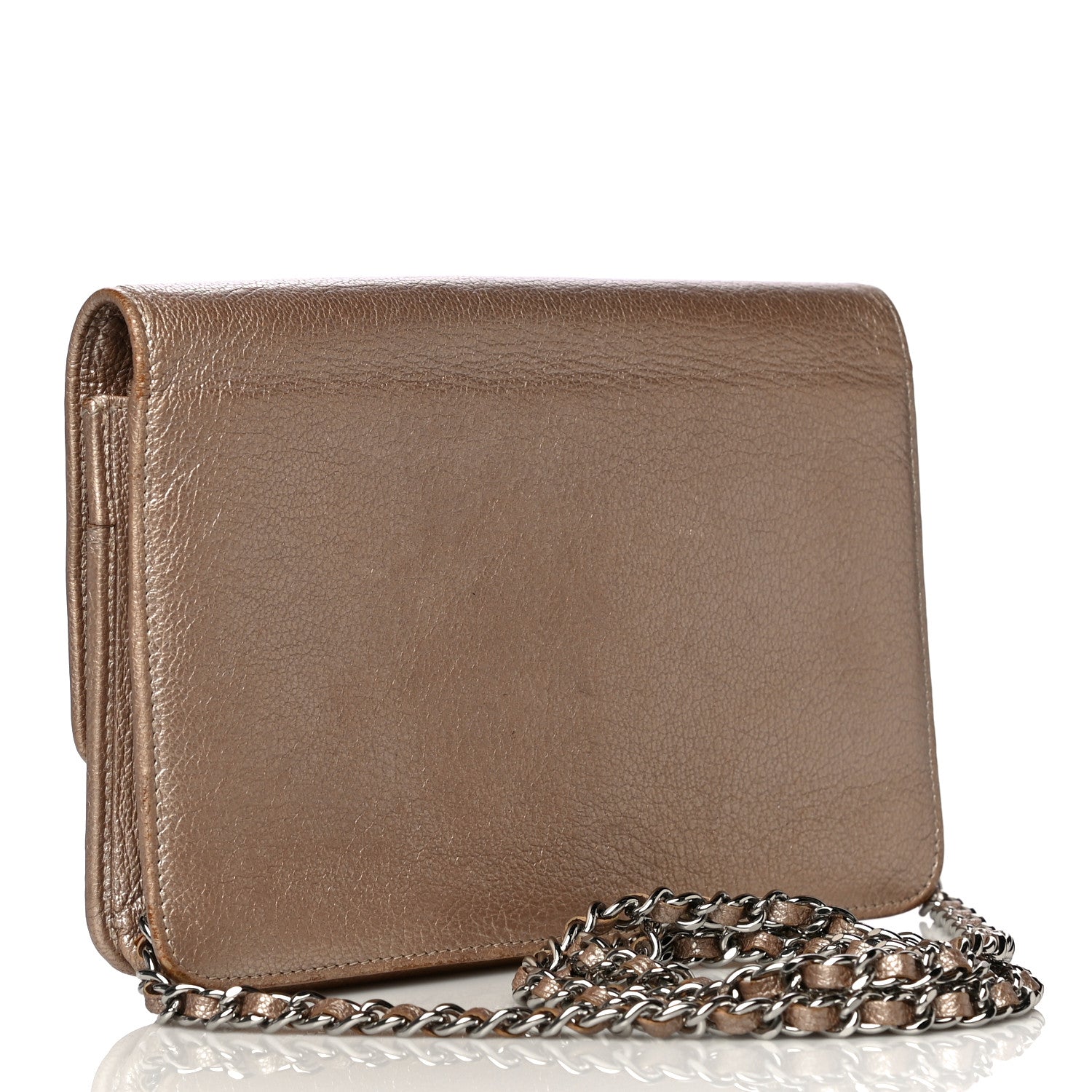 Chanel Metallic Goatskin Wallet On Chain WOC Gold 2 of 19