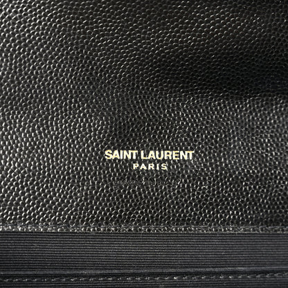 Saint Laurent Grain De Poudre Matelasse Chevron Monogram Envelope Clutch Black 6 of 9