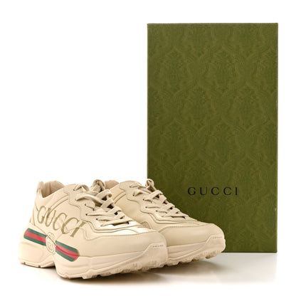 Gucci Calfskin Logo Womens Rhyton Sneakers 39 Ivory 14 of 14