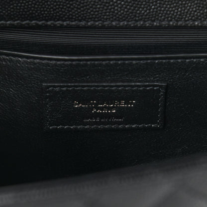 Saint Laurent Grain De Poudre Textured Mixed Matelasse Triquilt Medium Monogram Satchel Black 7 of 10