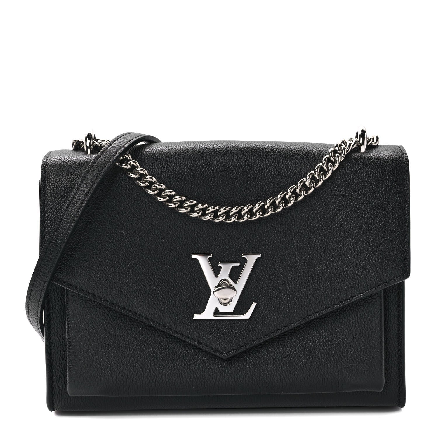 Louis Vuitton Soft Calfskin Mylockme Chain Bag BB Black 1 of 8