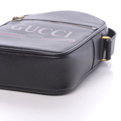 Gucci Grained Calfskin Logo Messenger Bag Black 9 of 10