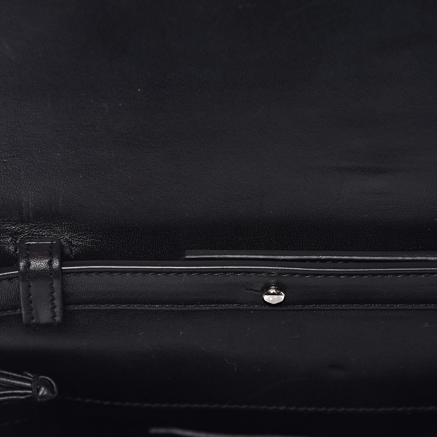 Saint Laurent Calfskin Monogram Chevron Studded Shoulder Bag Black 7 of 13