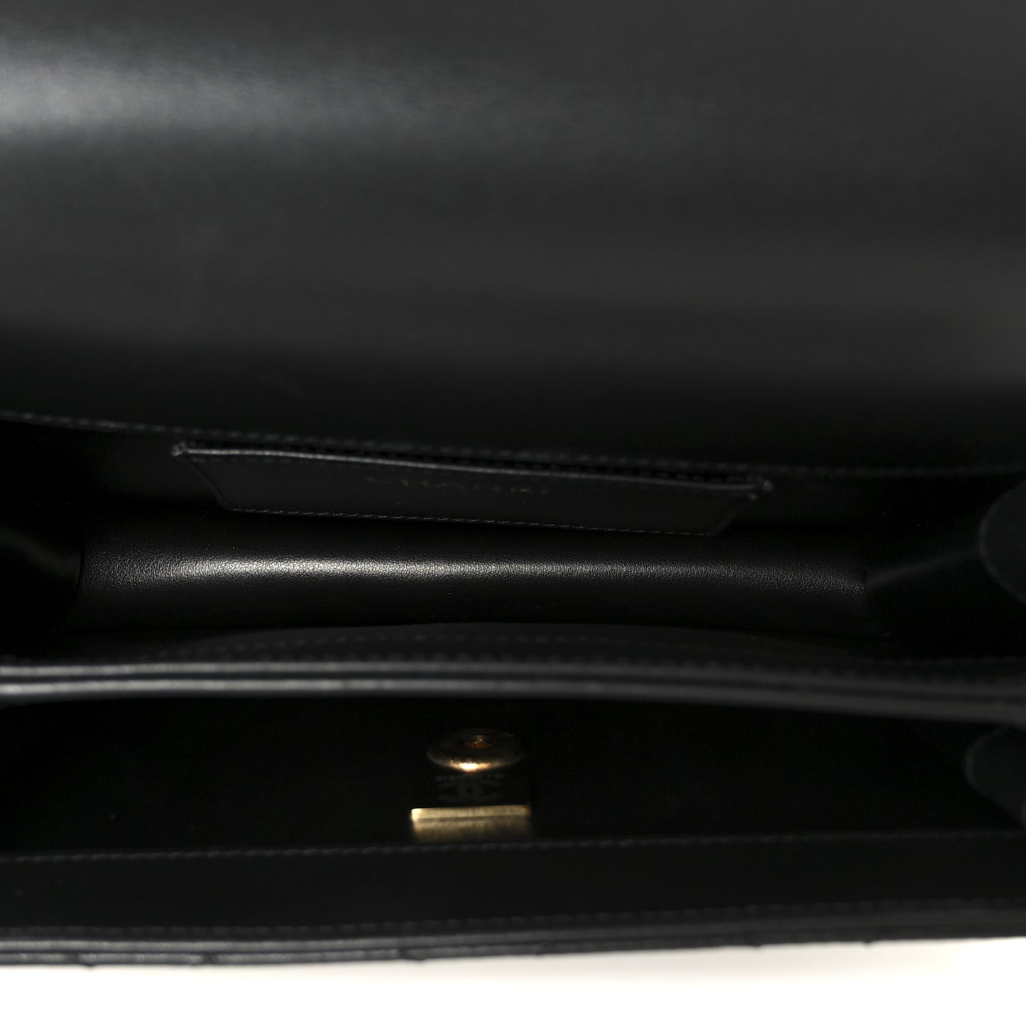 Shiny Calfskin Quilted Mini Metal Top Handle Flap Black