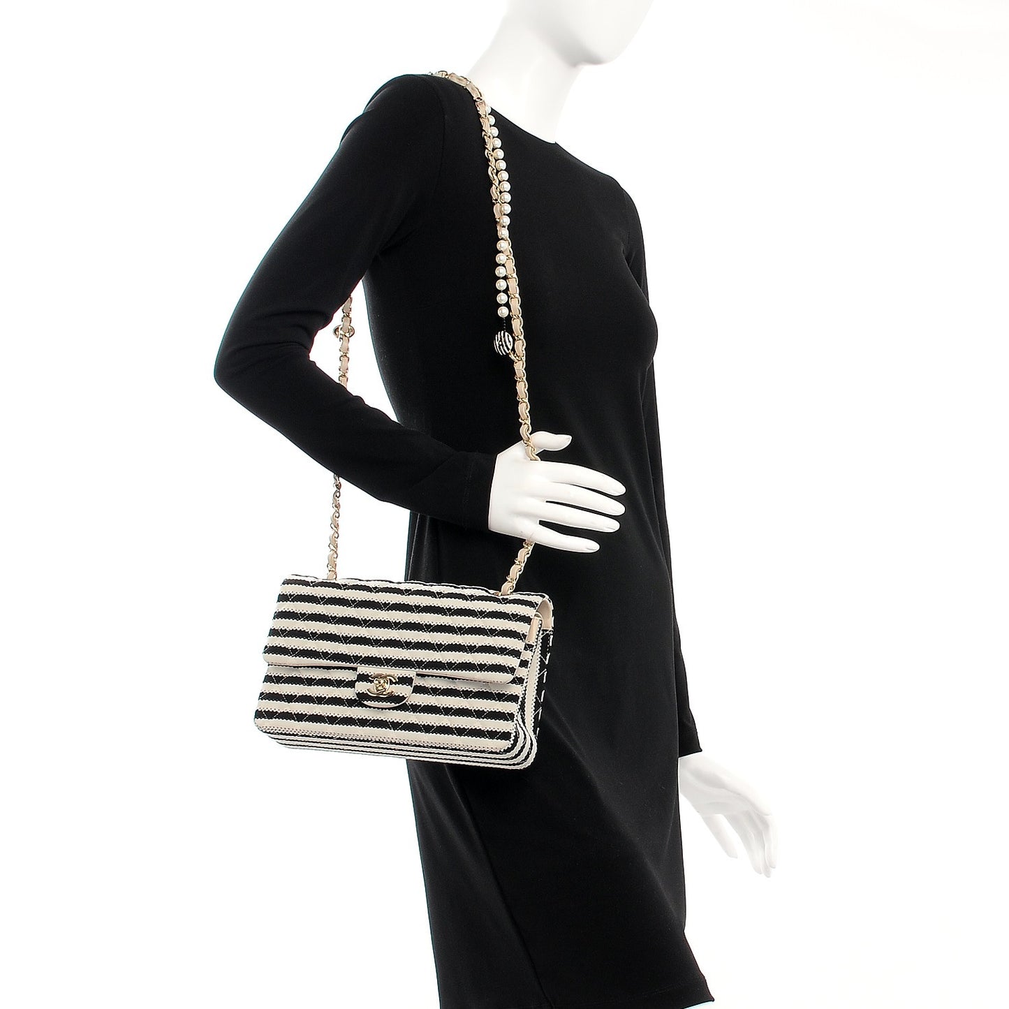 Jersey Quilted Medium Coco Sailor Flap Black White