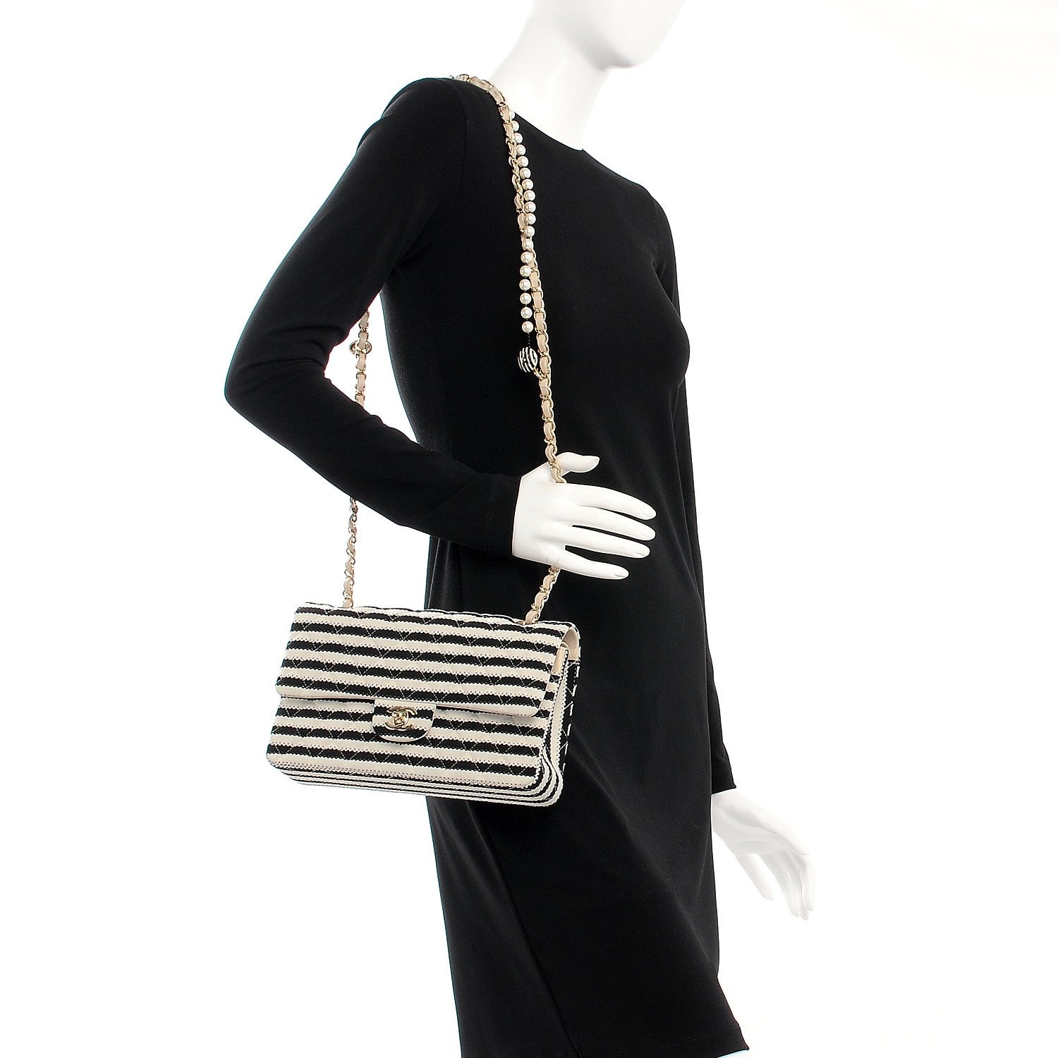 Chanel Jersey Quilted Medium Coco Sailor Flap Black White 2 of 8