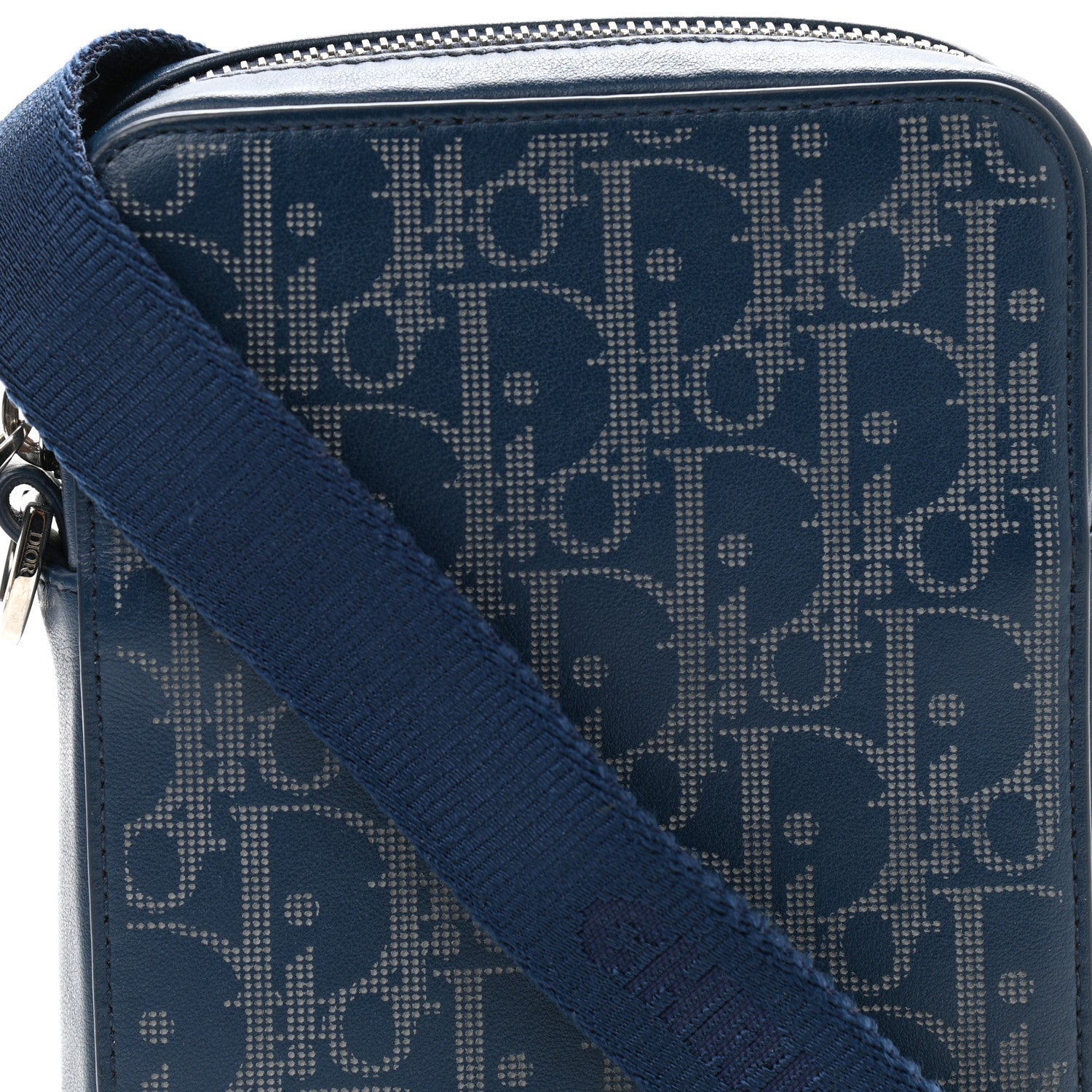 Christian Dior Calfskin Oblique Galaxy Perforated World Tour Messenger Pouch Blue White 8 of 10