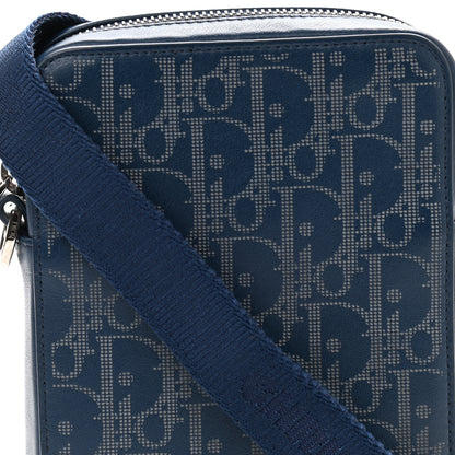 Christian Dior Calfskin Oblique Galaxy Perforated World Tour Messenger Pouch Blue White 8 of 10
