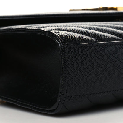 Saint Laurent Grain De Poudre Matelasse Chevron Medium Monogram Satchel Black 9 of 10