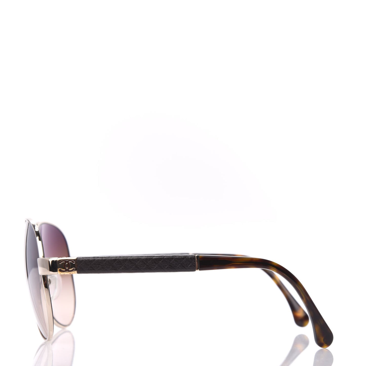 Lambskin Quilted CC Aviator Sunglasses 4195-Q Brown Gold