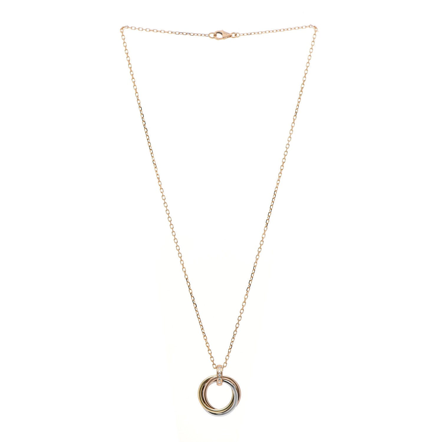Cartier 18K Pink White Yellow Gold Diamond Trinity Pendant Necklace 3 of 5