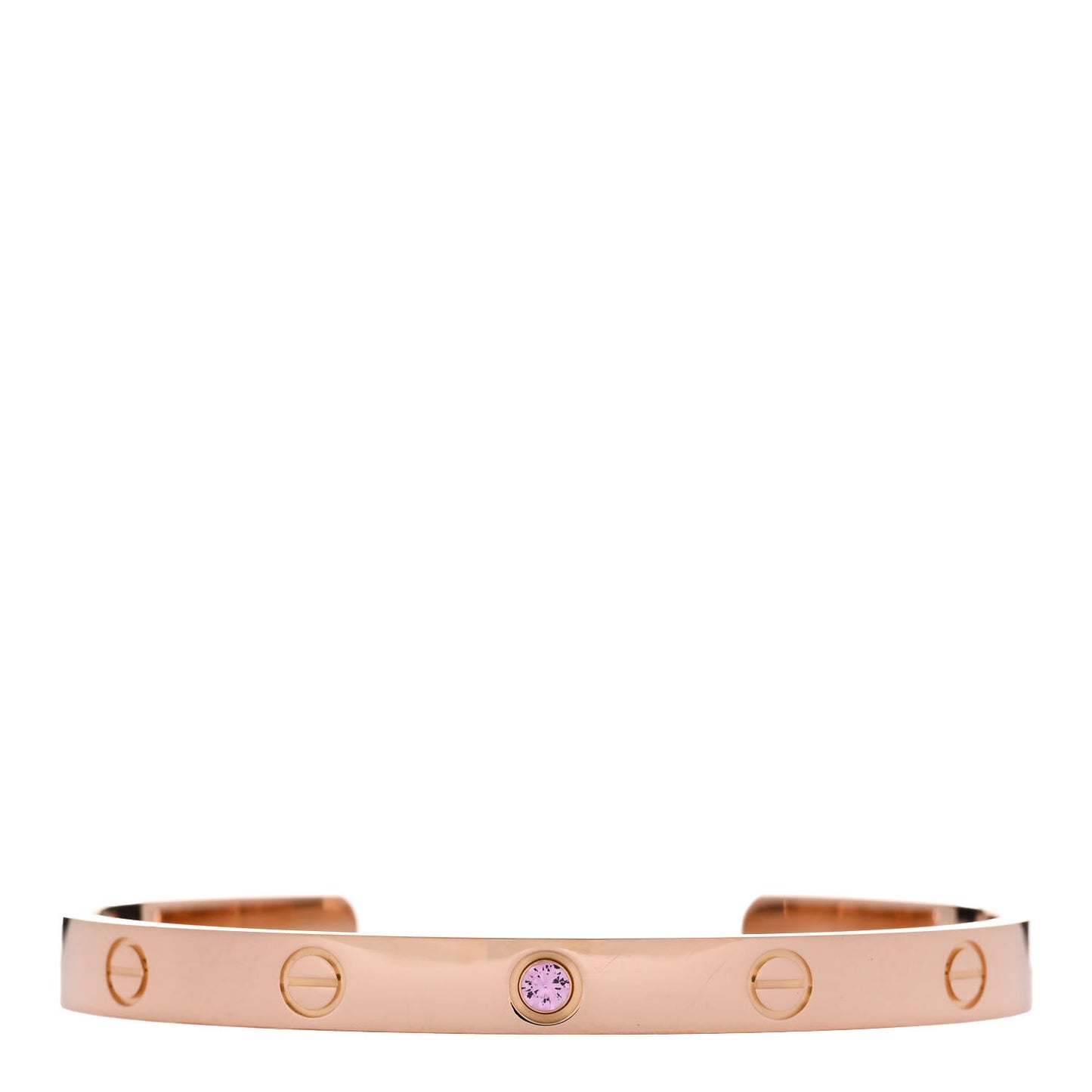 18K Pink Gold Pink Sapphire LOVE Cuff Bracelet 18