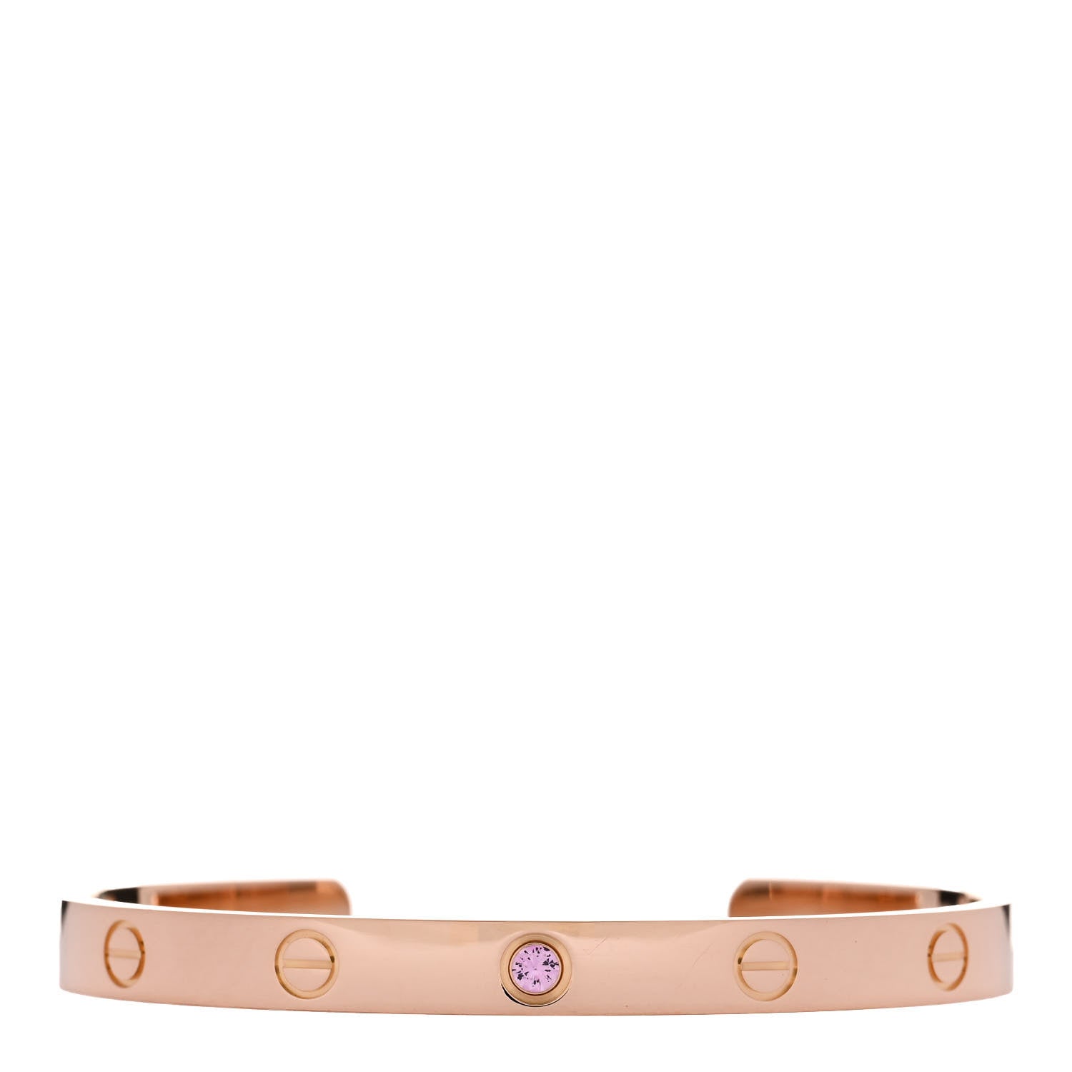 Cartier 18K Pink Gold Pink Sapphire LOVE Cuff Bracelet 18 1 of 3