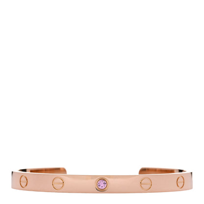 Cartier 18K Pink Gold Pink Sapphire LOVE Cuff Bracelet 18 1 of 3