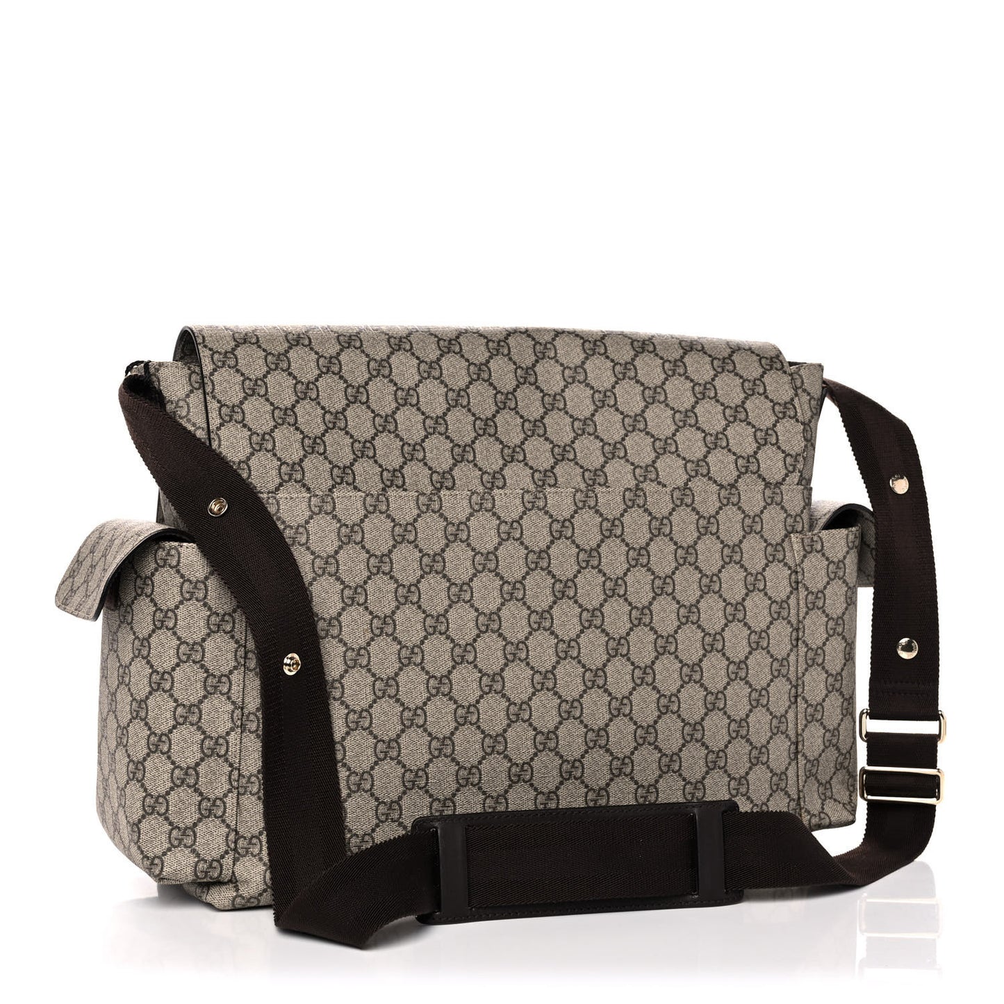GG Plus Monogram Messenger Diaper Bag Dark Brown