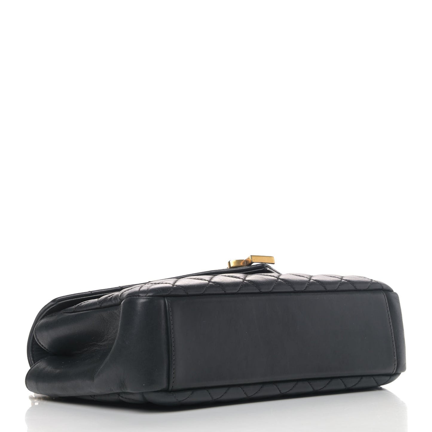 Sheepskin Tri-Quilt Monogram Medium College Bag Black