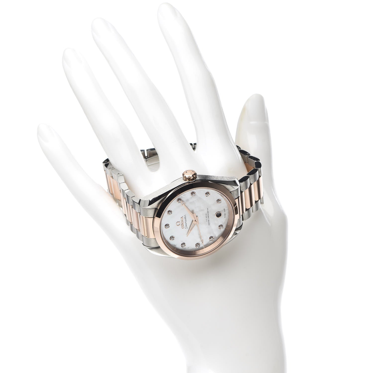 Omega Stainless Steel 18K Sedna Gold Diamond Mother of Pearl 38mm Seamaster Aqua Terra Co-Axial Automatic Watch 220.20.38.20.55.001 2 of 7
