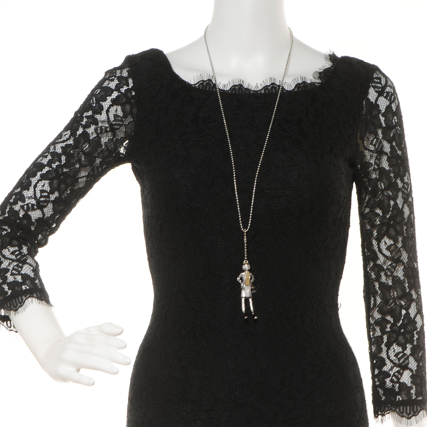 Chanel Coco CC Pendant Necklace Silver 2 of 4