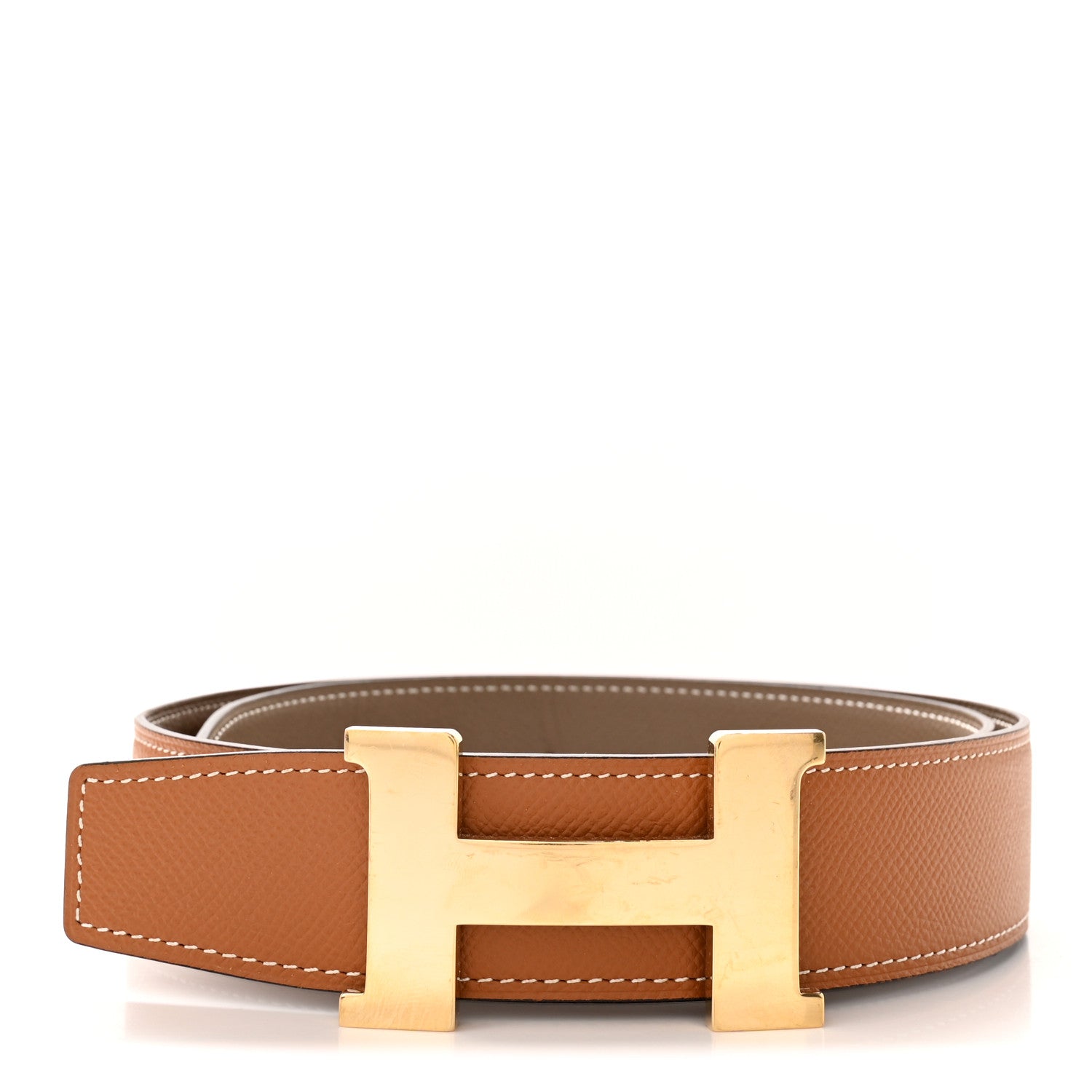 Hermes Epsom 38mm Constance H Belt 80 Etoupe Gold 1 of 8