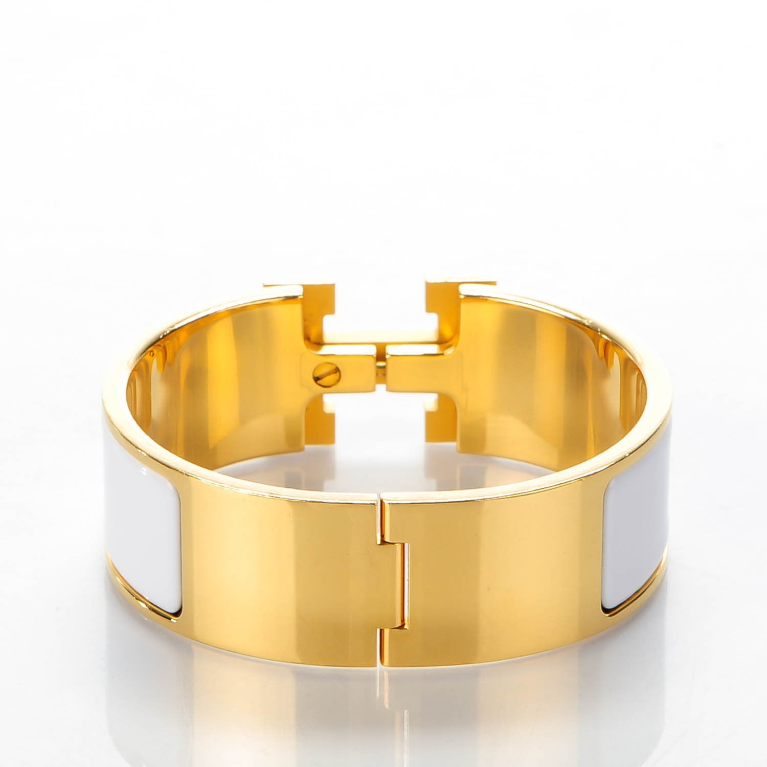 Hermes Enamel Wide Clic Clac H Bracelet GM White 5 of 6