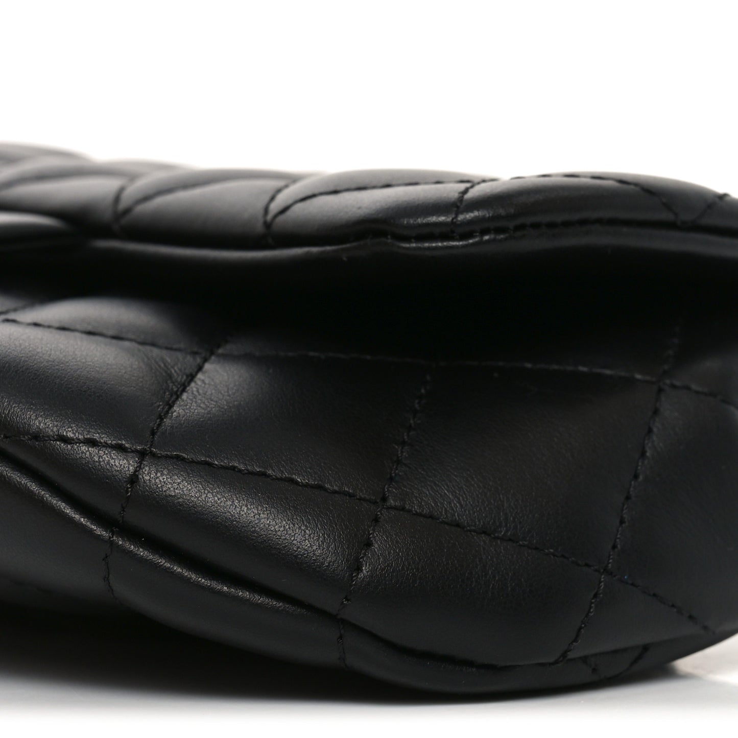 Calfskin Quilted CC Uniform Flap Belt Bag Black