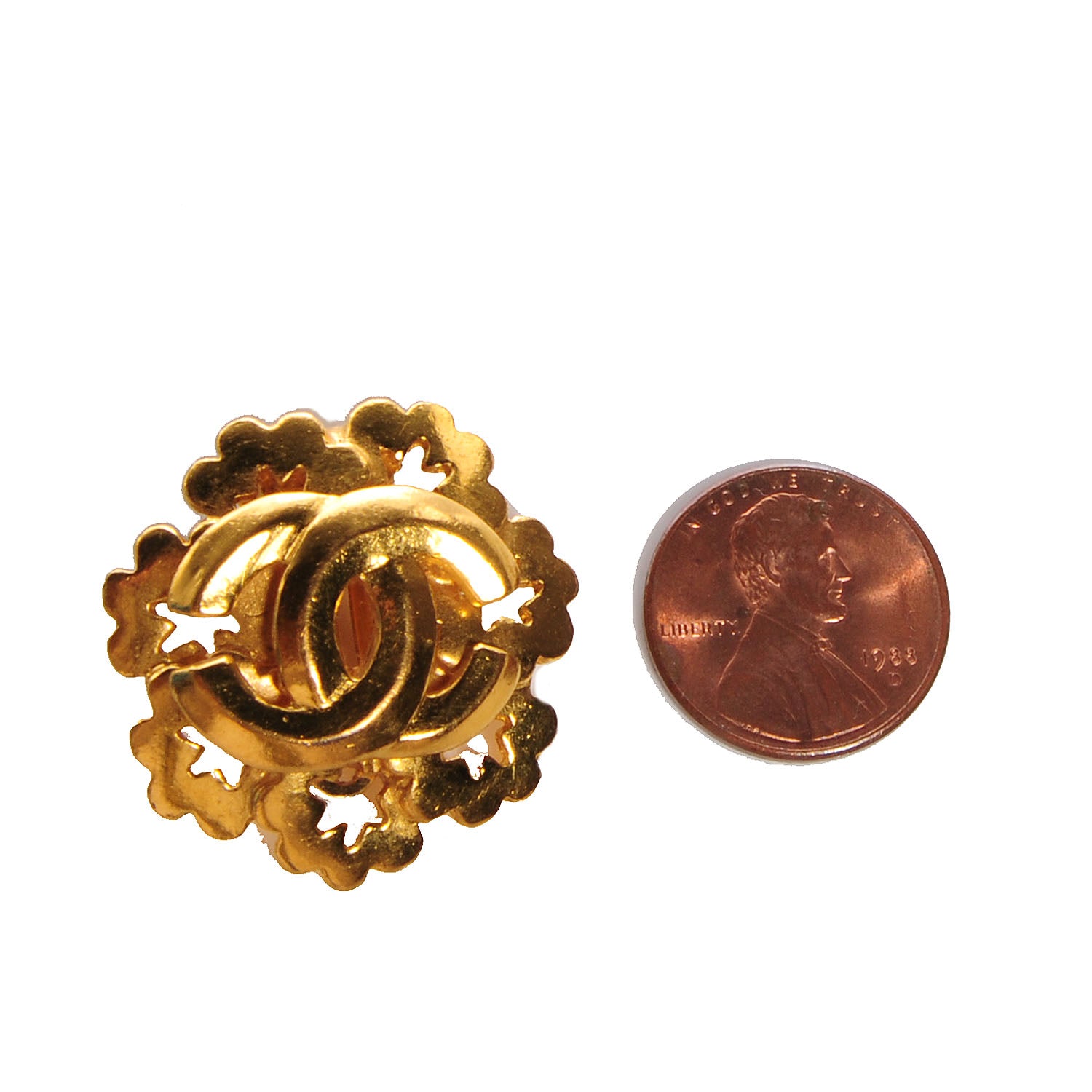 Chanel CC Clip On Earrings Gold 2 of 5
