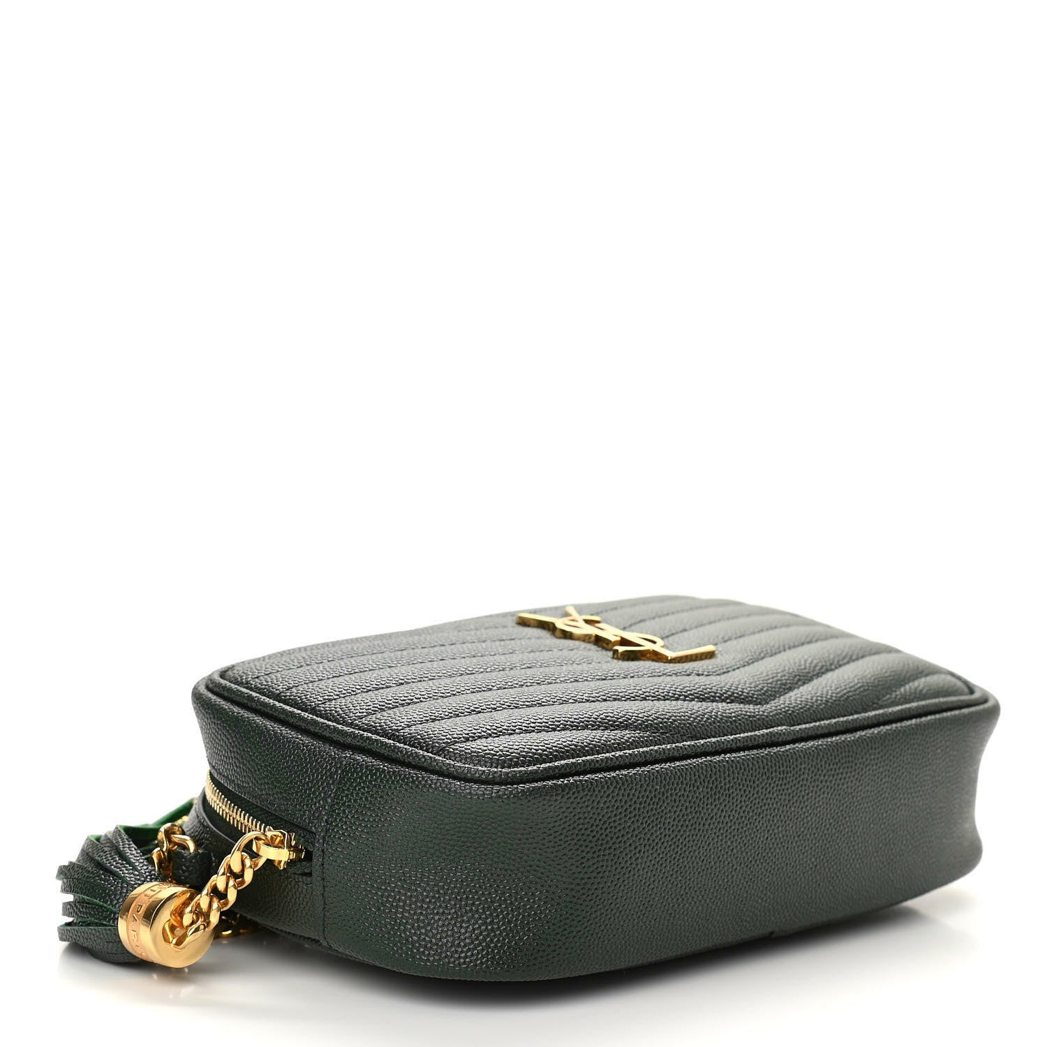 Saint Laurent Grain De Poudre Matelasse Monogram Mini Lou Camera Bag New Vert Fonce 4 of 12