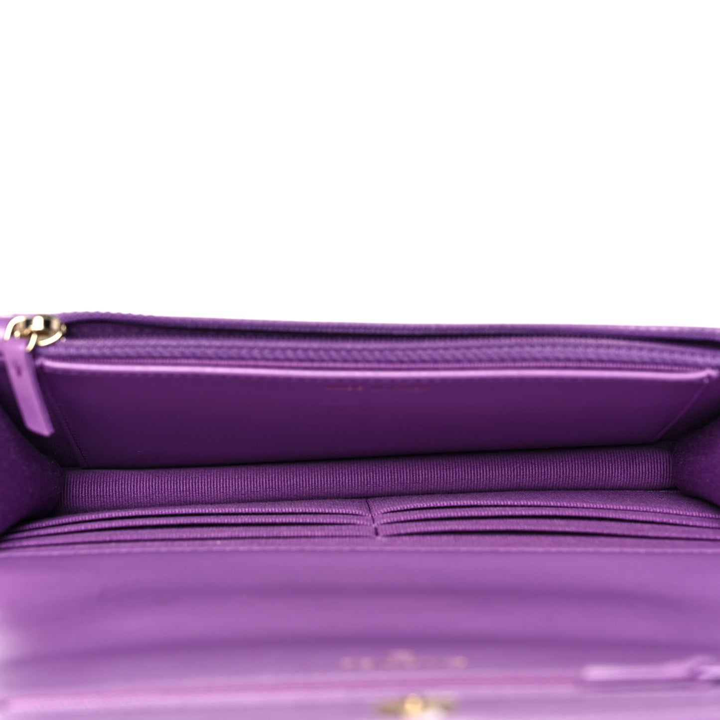 Lambskin Quilted Pick Me Up Wallet On Chain WOC Purple