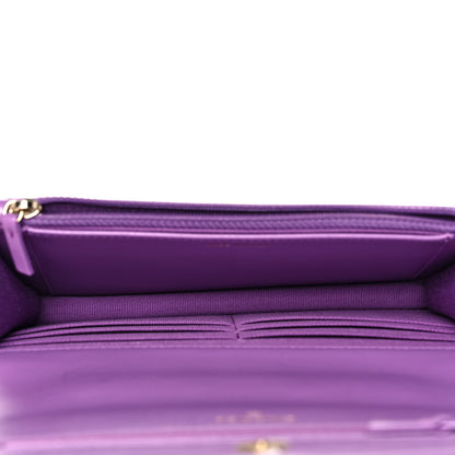 Chanel Lambskin Quilted Pick Me Up Wallet On Chain WOC Purple 4 of 9