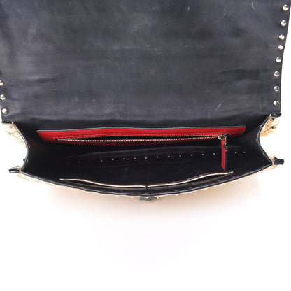 Valentino Garavani Metallic Wrinkled Lambskin Large Rockstud Spike Shoulder Bag Mekong 4 of 4