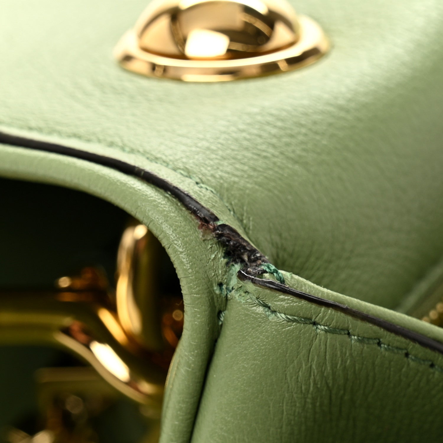 Gucci Roxy Calfskin Web Medium Blondie Top Handle Shoulder Flap Bag Salamander Green 12 of 12