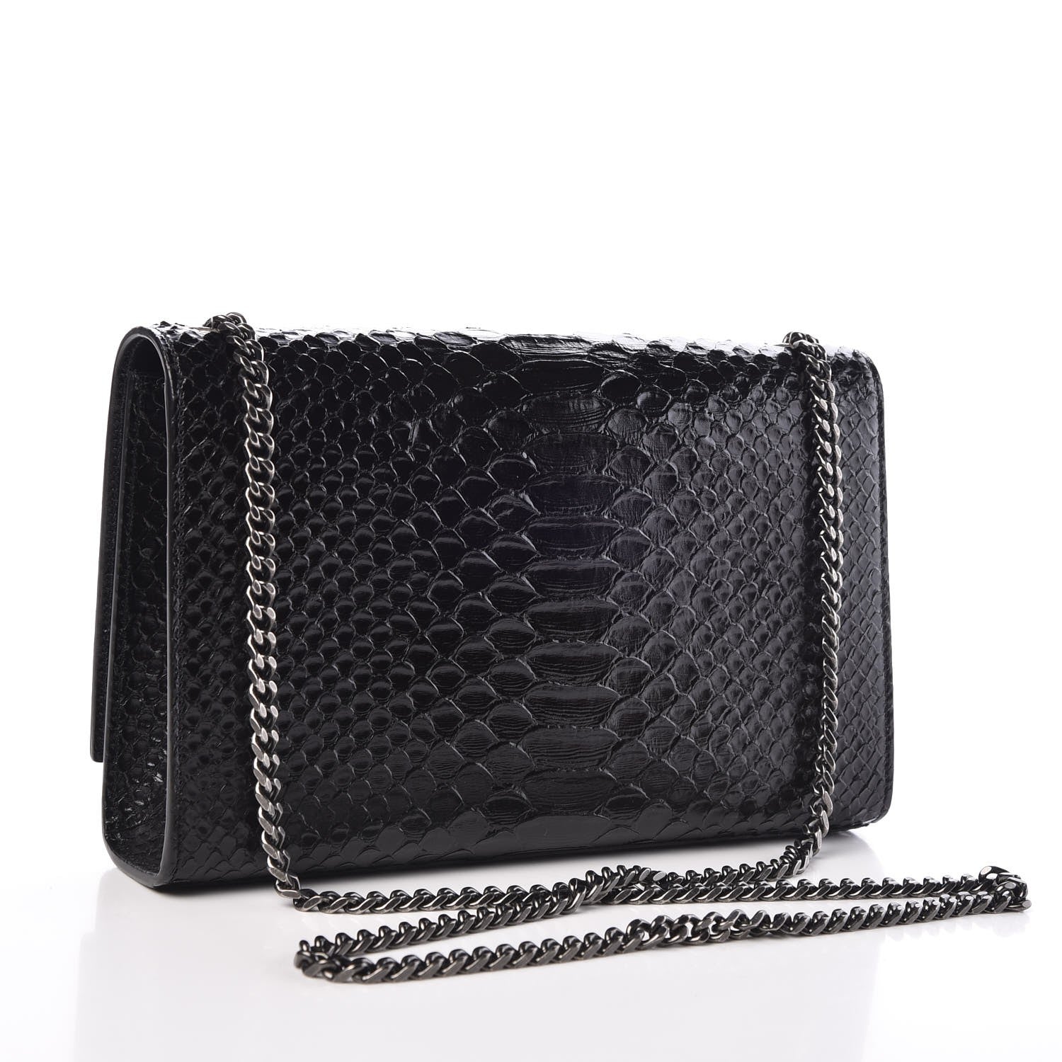Saint Laurent Python Calfskin Embossed Medium Kate Satchel Black 2 of 13