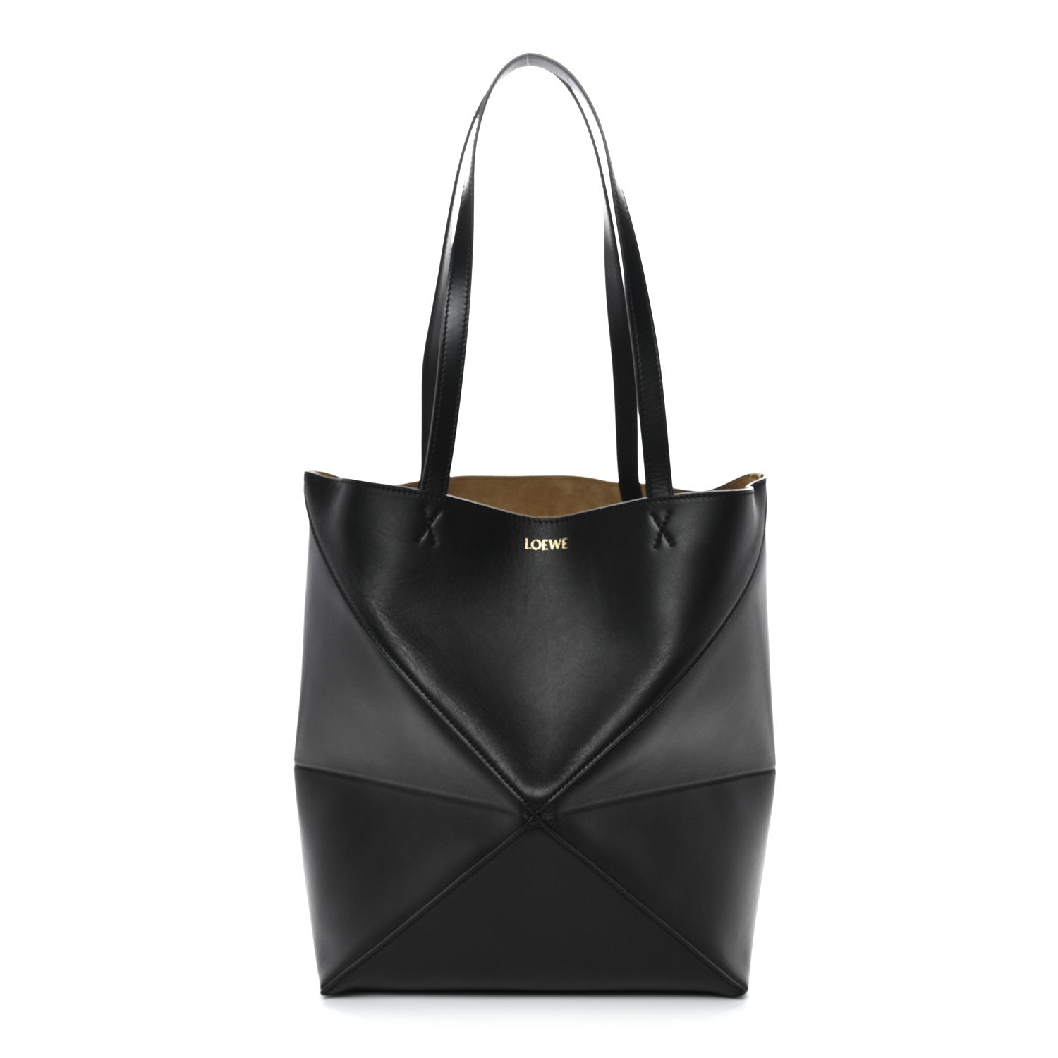 Loewe Shiny Calfskin Medium Puzzle Fold Tote Black 1 of 10