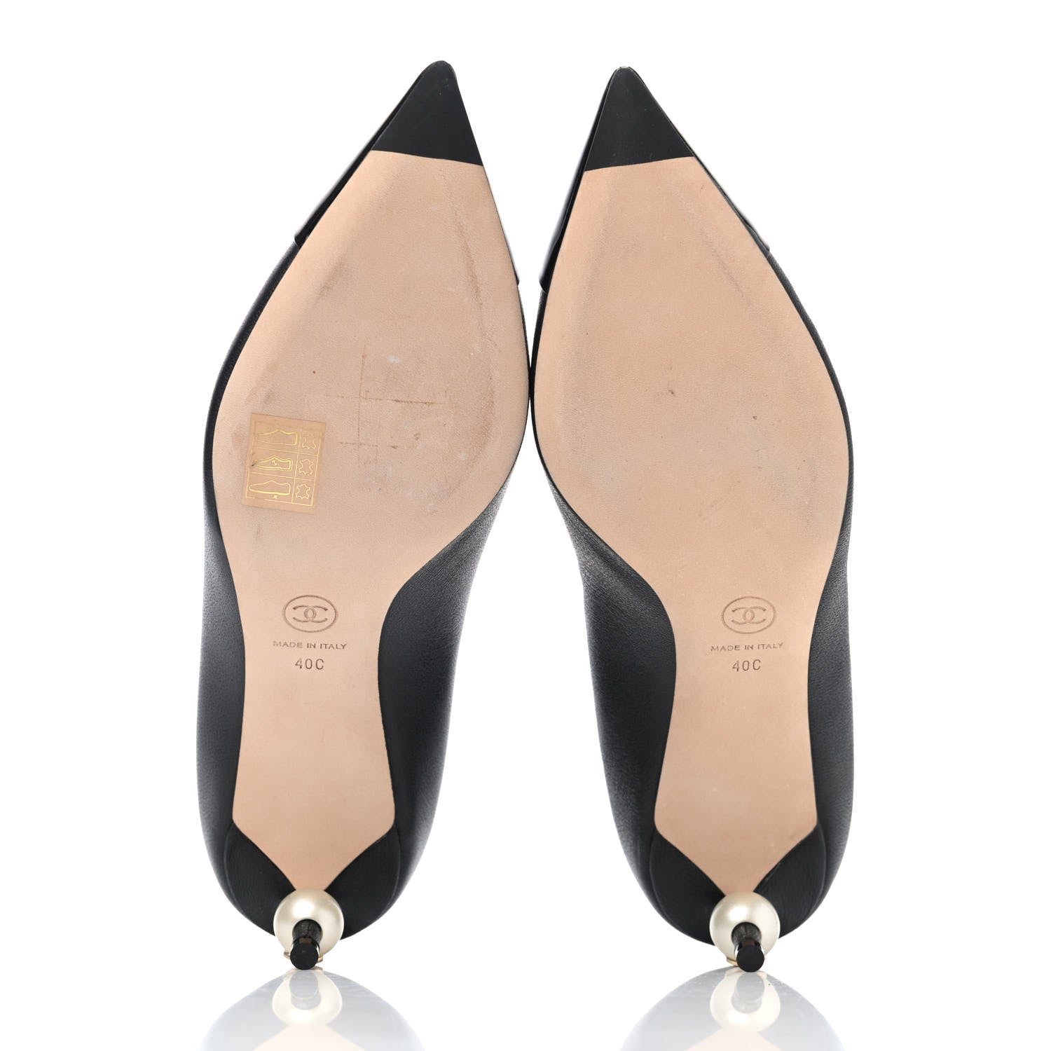 Chanel Goatskin Patent Pearl Cap Toe Pumps 40 Black 4 of 4