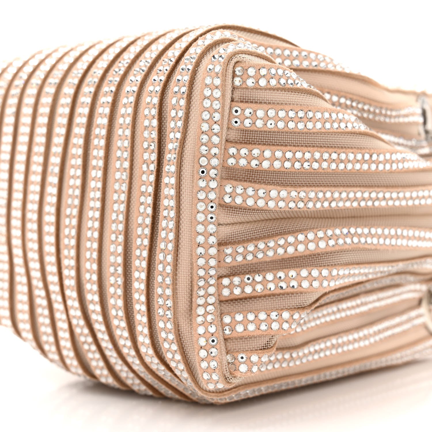 Jimmy Choo Suede Mesh Crystal Embellished Stripe Bon Bon Bucket Bag Macaron Mix 9 of 9
