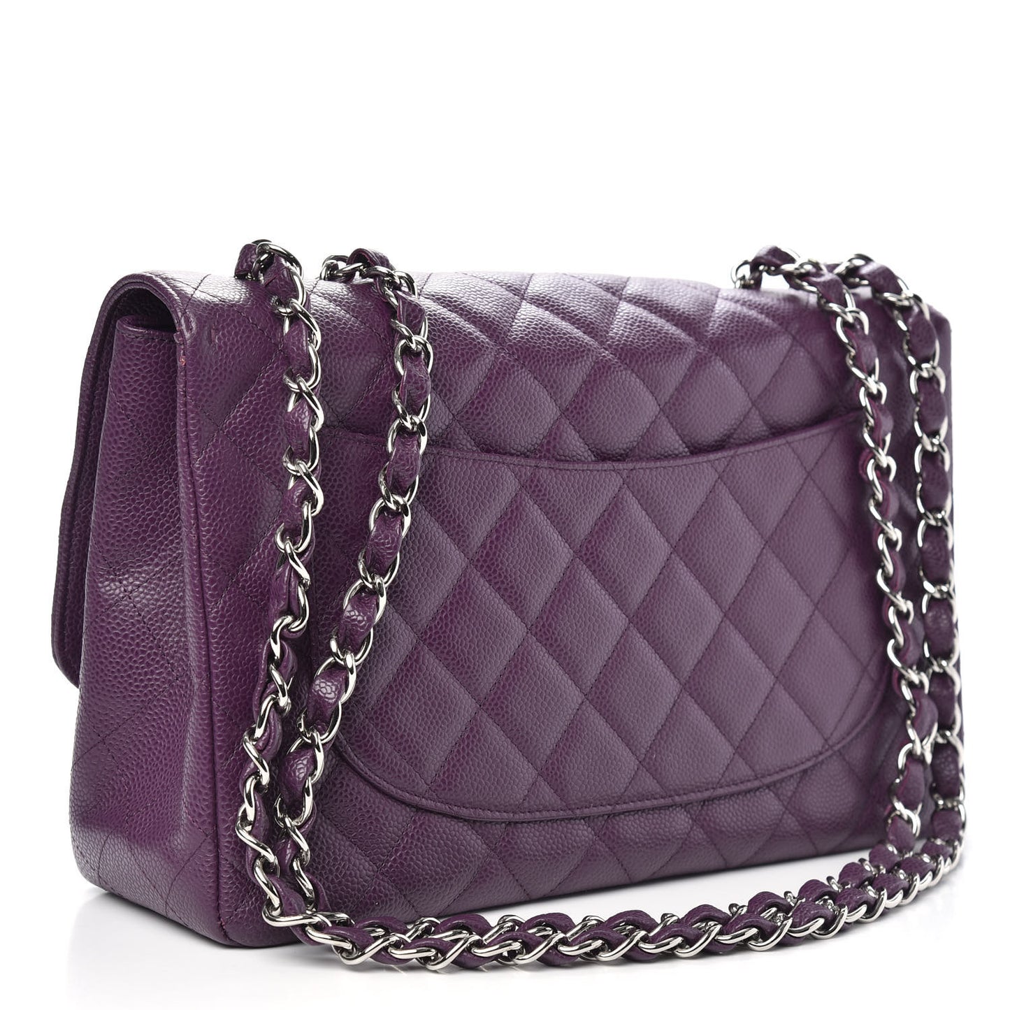 Caviar Quilted Jumbo Single Flap Purple